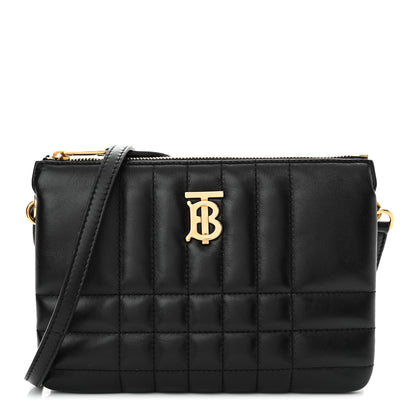 Burberry Lambskin Quilted Lola Double Pouch Crossbody Black 1 of 11