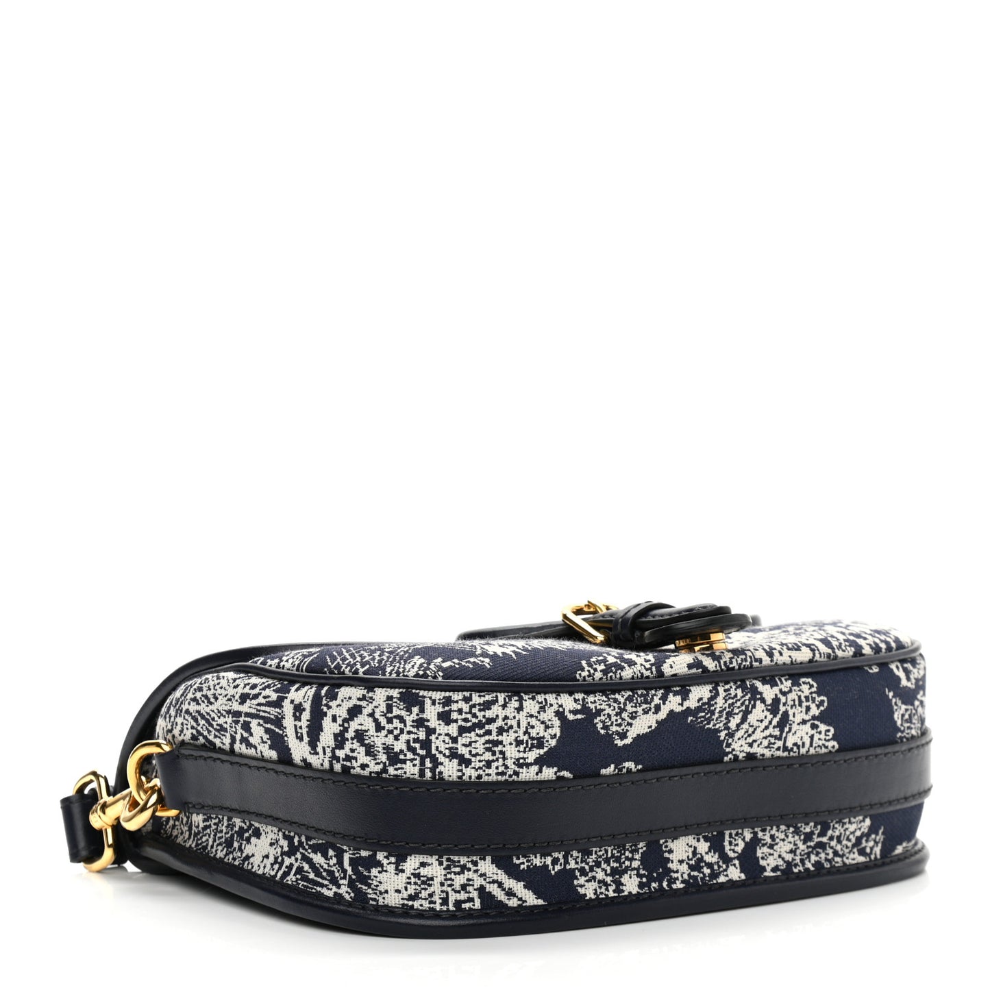 Canvas Toile de Jouy Reverse Embroidered Medium Bobby Flap Blue
