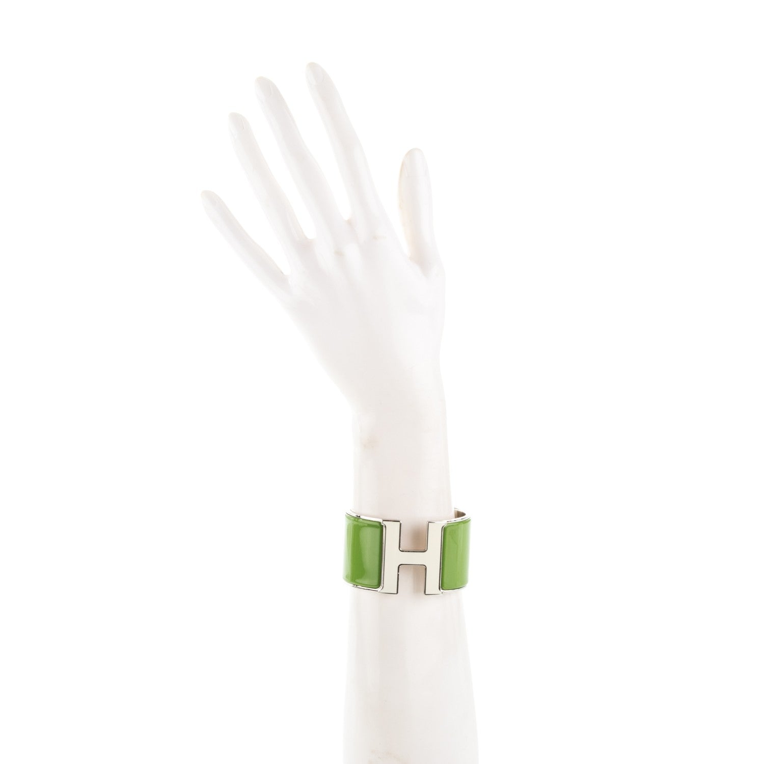 Hermes Enamel Extra Wide Clic H Bracelet PM Vert Anis 2 of 4