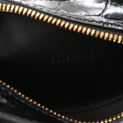 Balenciaga Shiny Supple Calfskin Crocodile Embossed Neo Classic Gold Hardware Super Nano City Crossbody Black 6 of 10