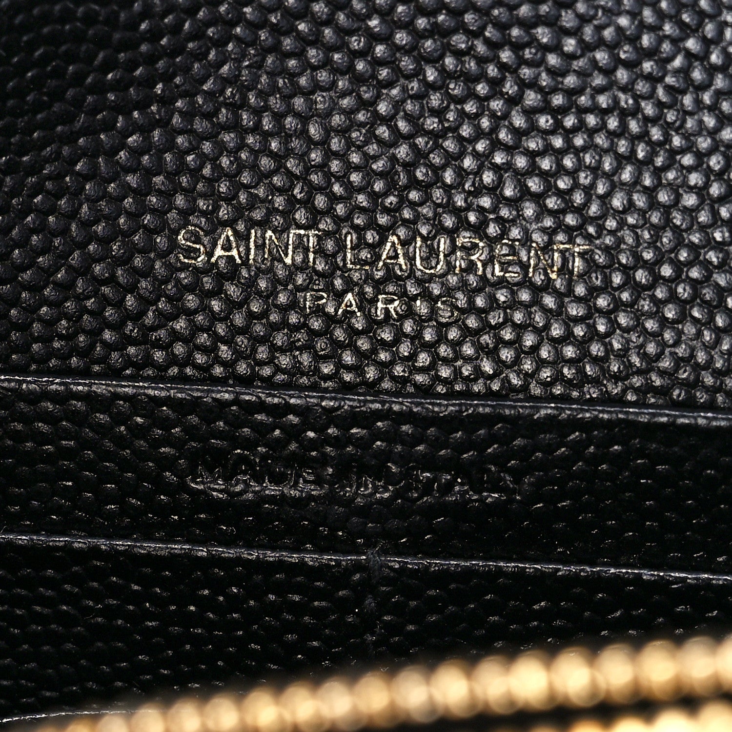 Saint Laurent Grain De Poudre Matelasse Chevron Monogram Envelope Chain Wallet Black 6 of 11