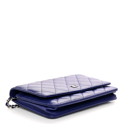 Chanel Lambskin Quilted Wallet On Chain WOC Blue Blue 4 of 12