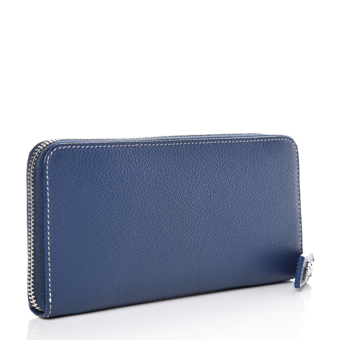 Grained Calfskin Rive Gauche Zip Around Wallet Denim Blue