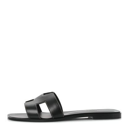 Hermes Box Calfskin Oran Sandals 41 Black 1 of 11