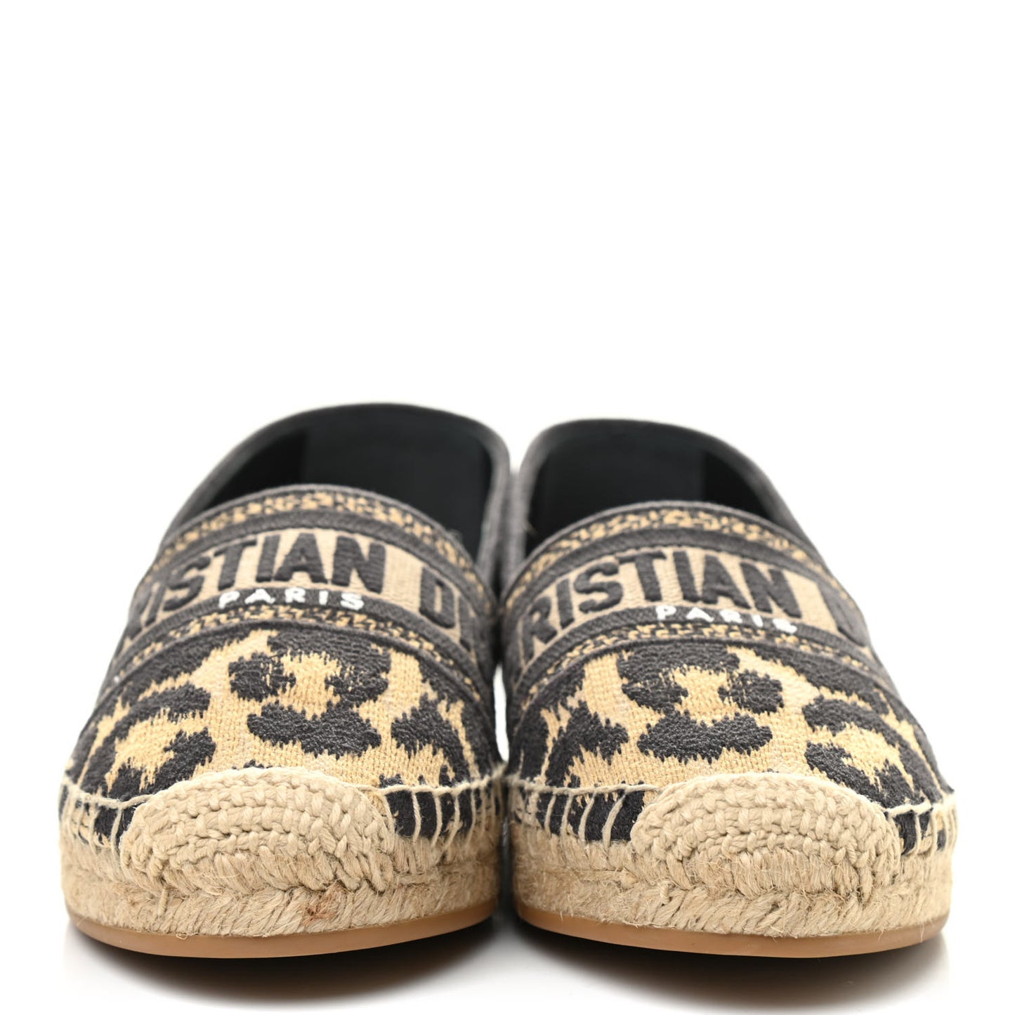 Cotton Embroidered Leopard Print Granville Espadrille 35.5 Natural
