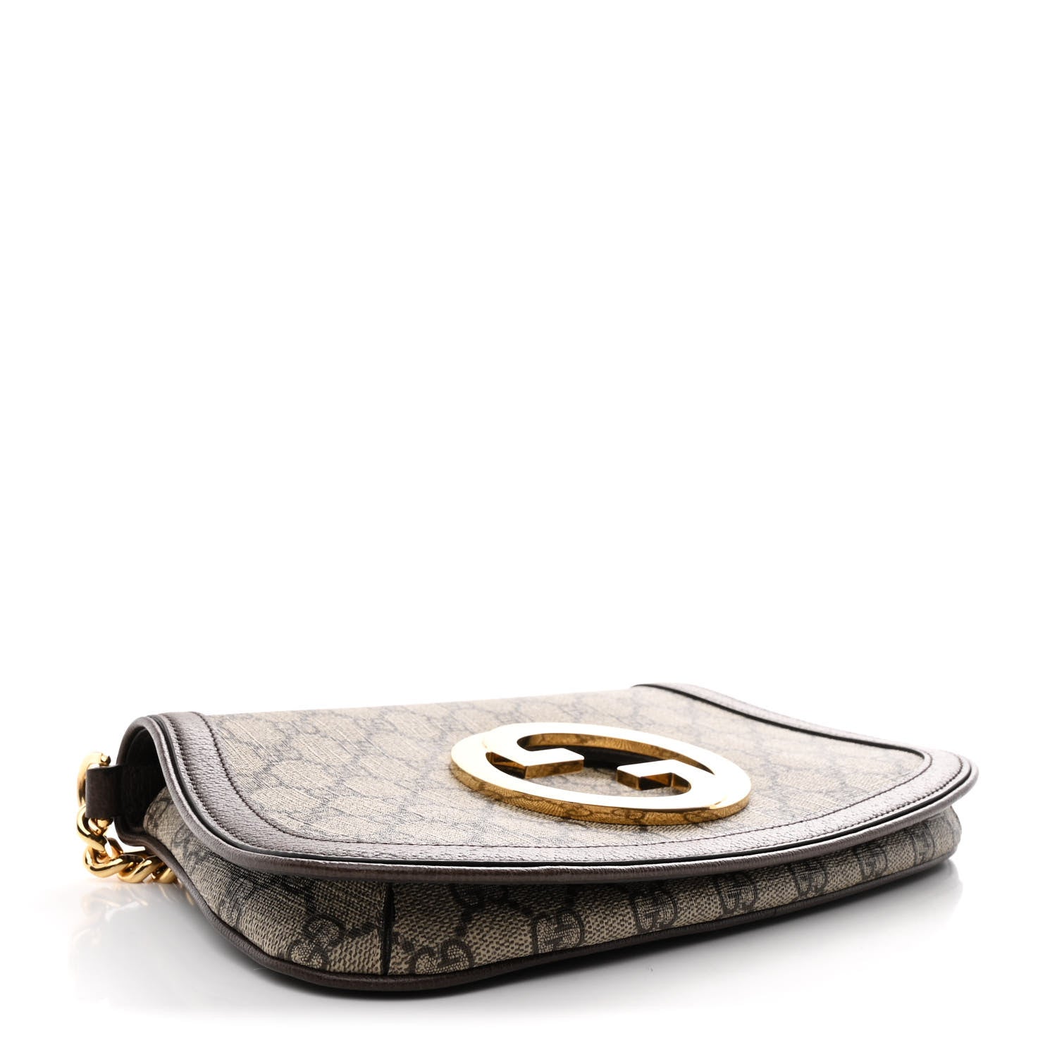 Gucci GG Supreme Monogram Textured Dollar Calfskin Blondie Chain Shoulder Flap Bag Beige Ebony New Acero 4 of 10