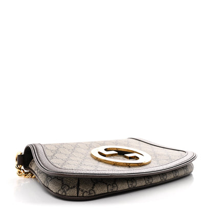 Gucci GG Supreme Monogram Textured Dollar Calfskin Blondie Chain Shoulder Flap Bag Beige Ebony New Acero 4 of 10
