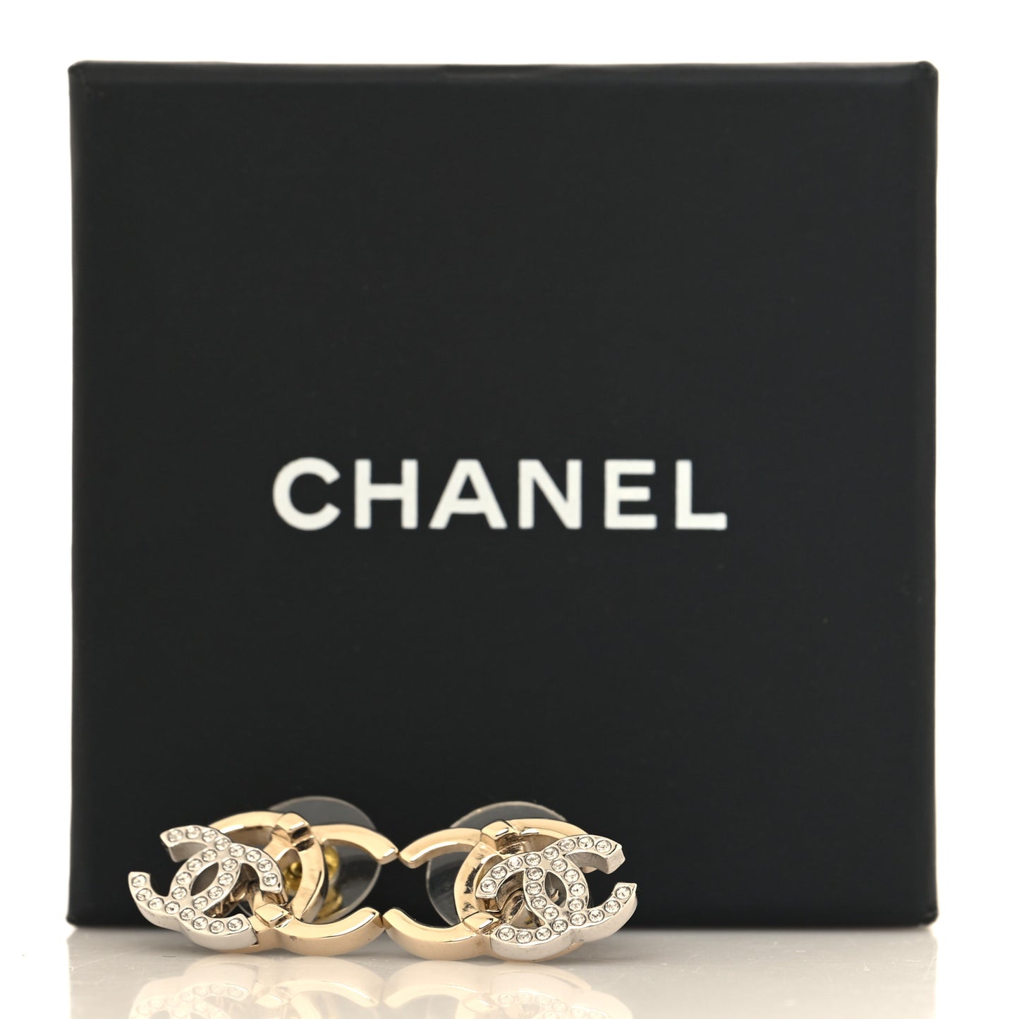 Crystal Double CC Earrings Gold Silver