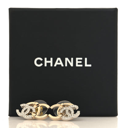 Chanel Crystal Double CC Earrings Gold Silver 5 of 5