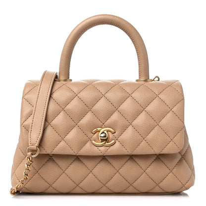 Chanel Caviar Quilted Mini Coco Handle Flap Beige 1 of 9