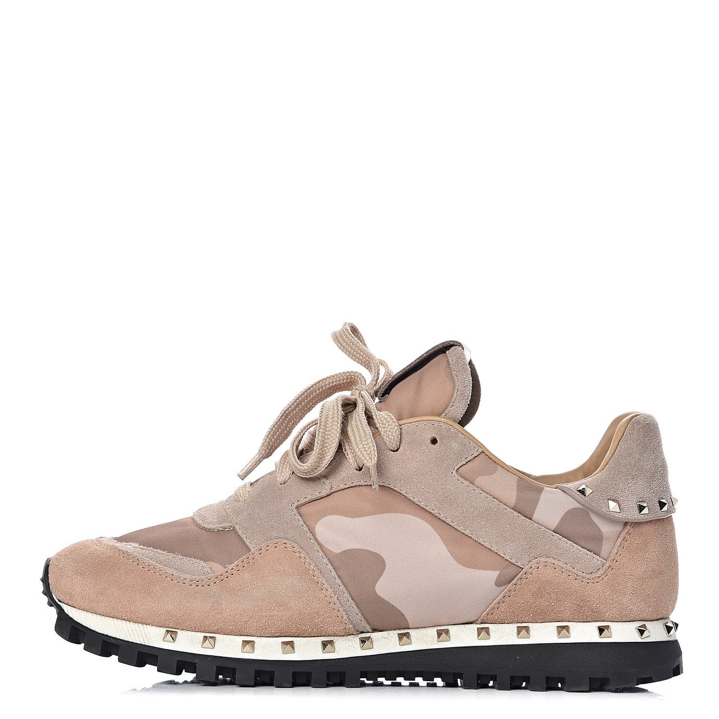 Suede Nylon Camouflage Womens Soul Rockstud Sneakers 38 Multicolor