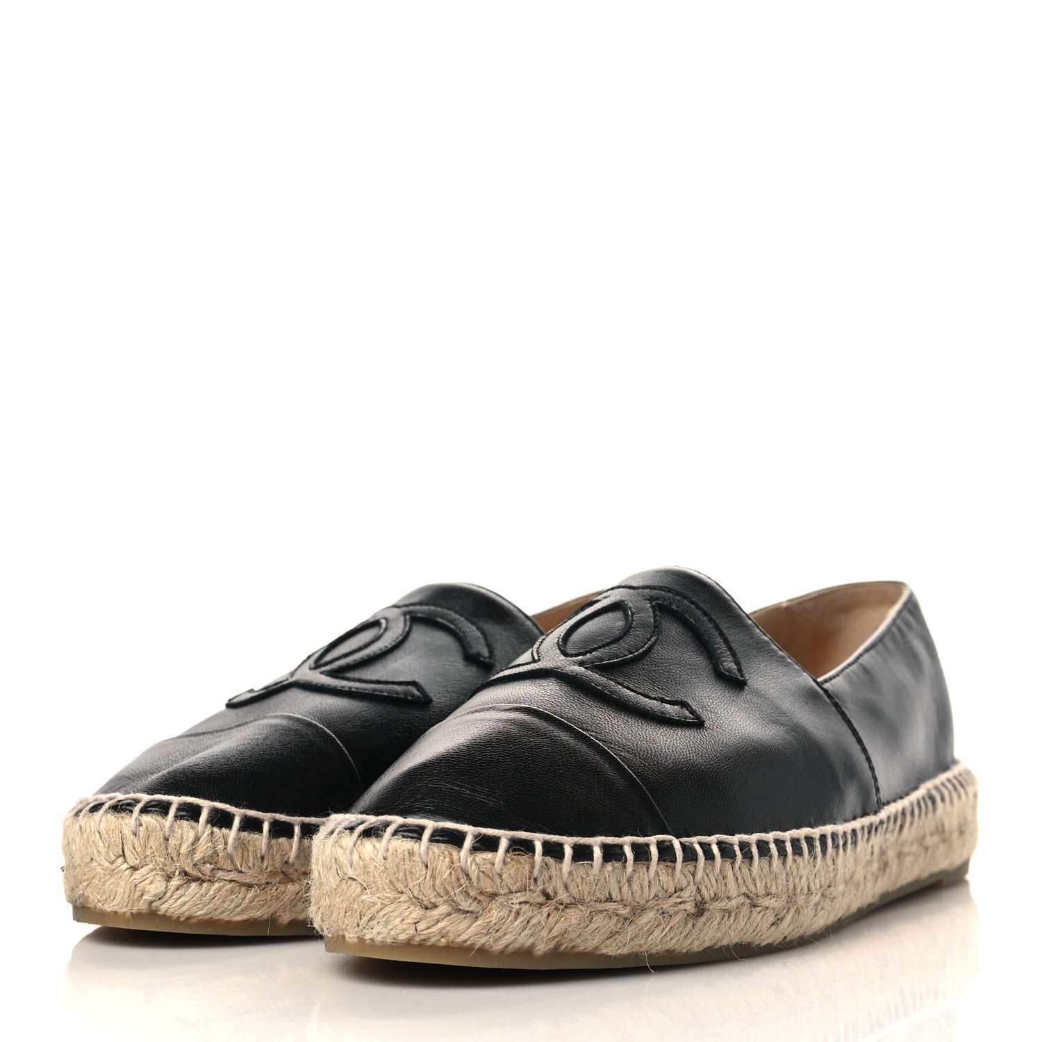 Chanel Lambskin CC Espadrilles 38 Black 3 of 10