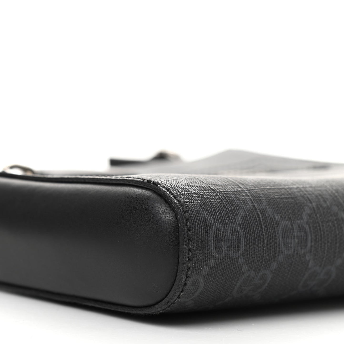 GG Supreme Monogram Web Small Flat Messenger Bag Black Grey