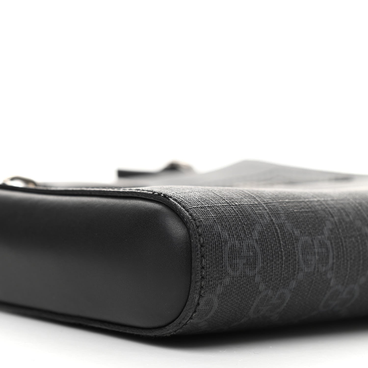 Gucci GG Supreme Monogram Web Small Flat Messenger Bag Black Grey 10 of 12