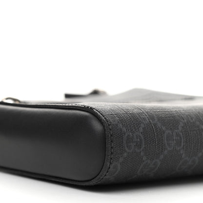 Gucci GG Supreme Monogram Web Small Flat Messenger Bag Black Grey 10 of 12