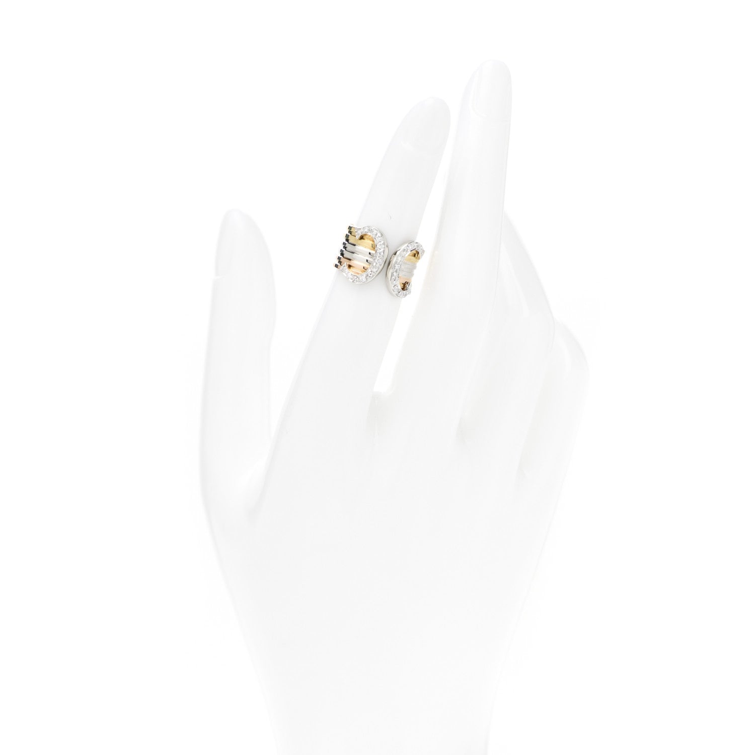 Cartier 18K Pink Yellow White Gold Diamond 13mm C De Cartier Ring 49 4.75 2 of 6