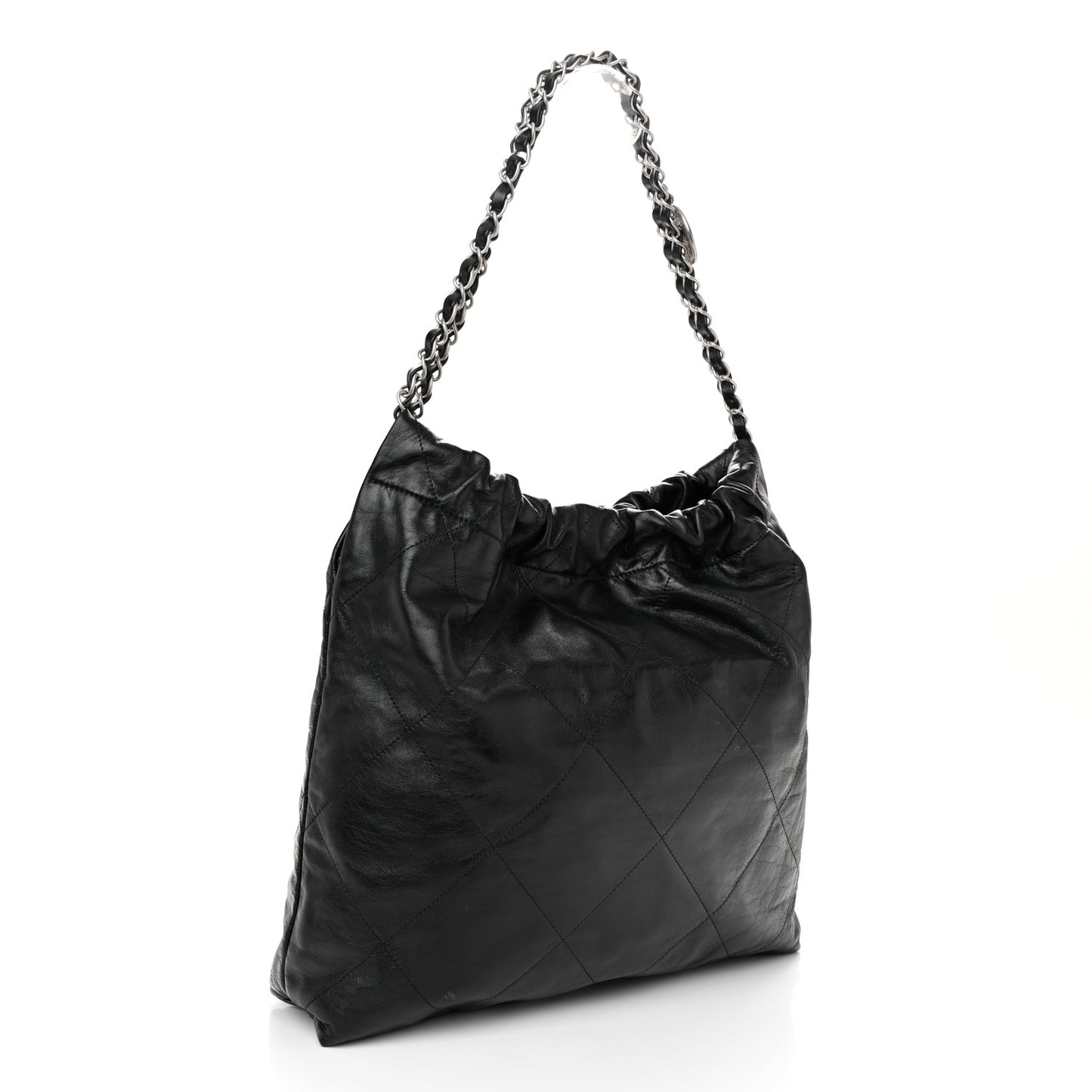 Shiny Calfskin Quilted Chanel 22 Black