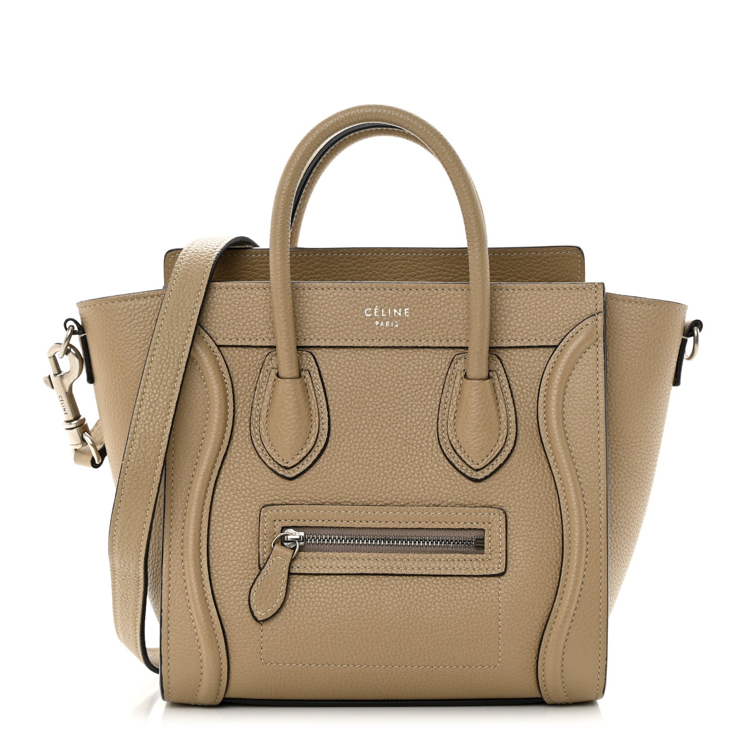 Celine Drummed Calfskin Nano Luggage Dune 1 of 13