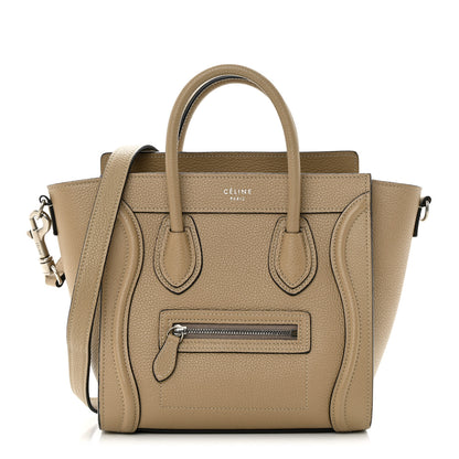 Celine Drummed Calfskin Nano Luggage Dune 1 of 13