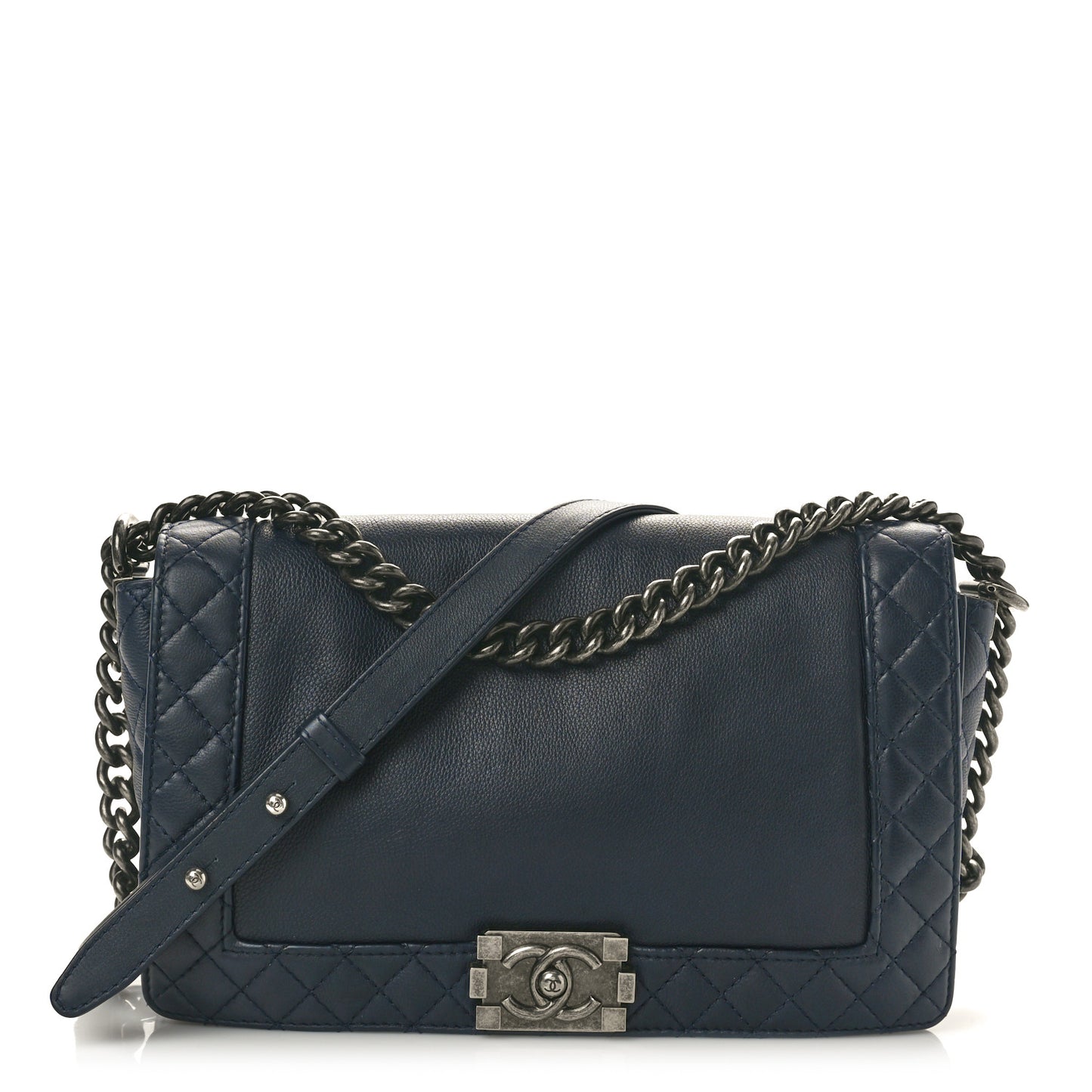 Calfskin New Medium Boy Reverso Flap Navy