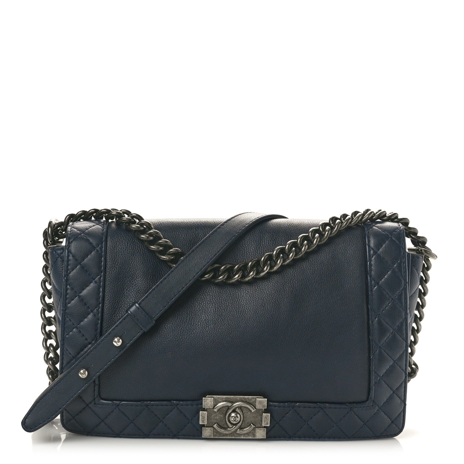 Chanel Calfskin New Medium Boy Reverso Flap Navy 1 of 10