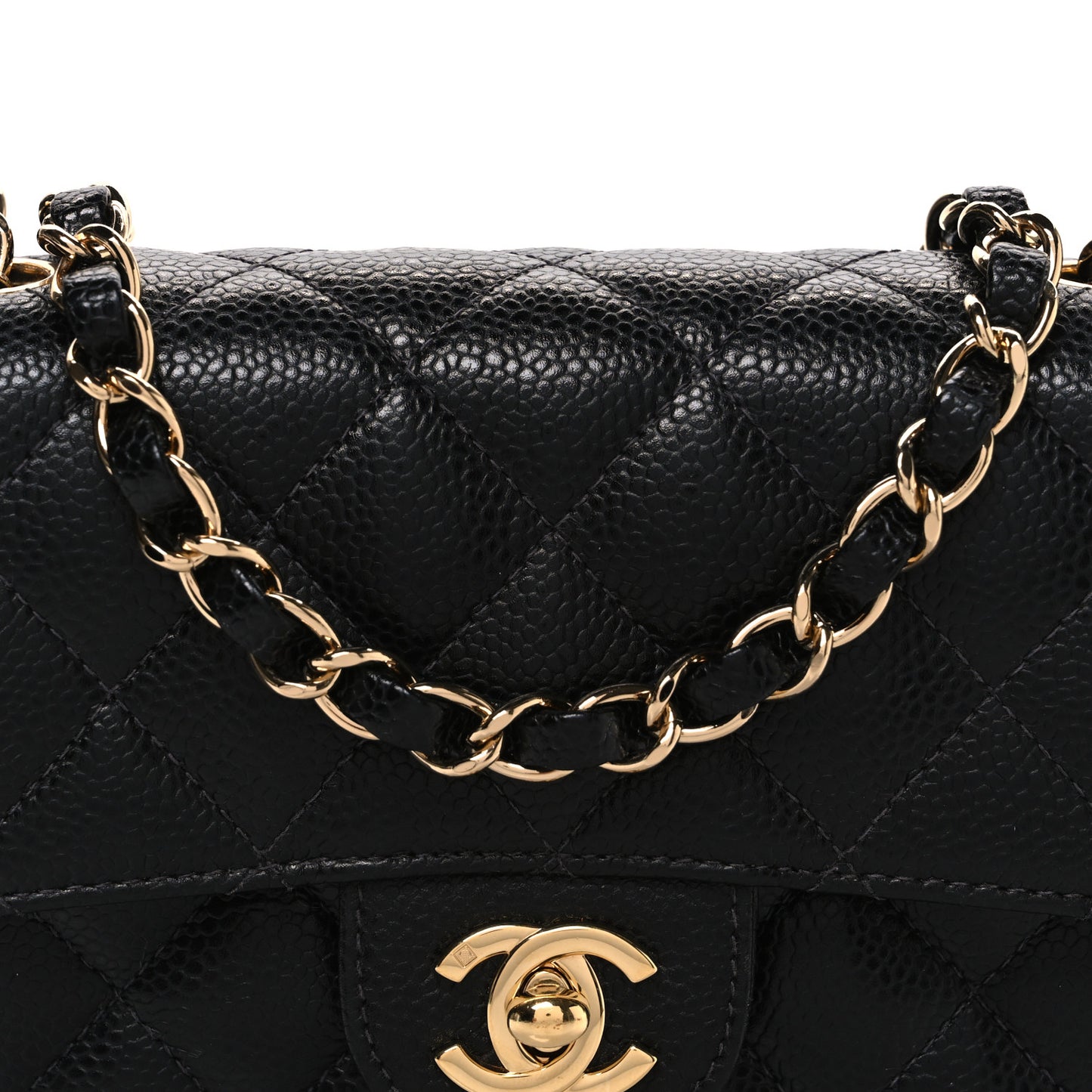 Caviar Quilted Mini Square Flap Black