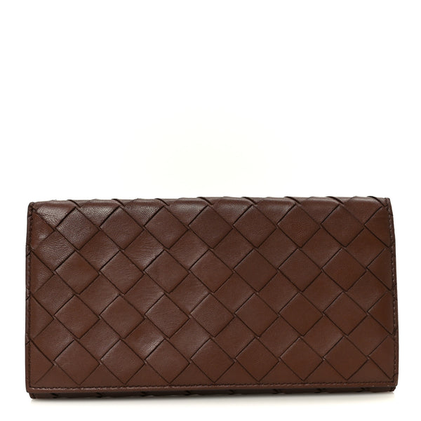 Bottega Veneta Nappa Intrecciato Continental Flap Wallet Brown