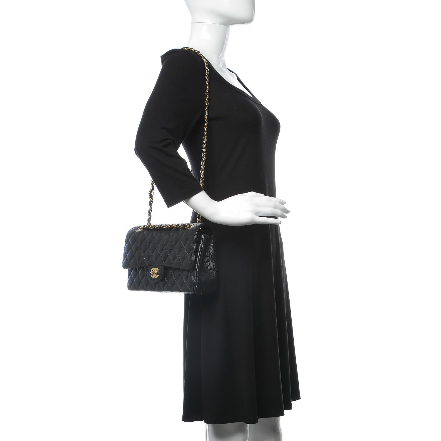 Chanel Caviar Quilted Medium Double Flap Black 2 of 7