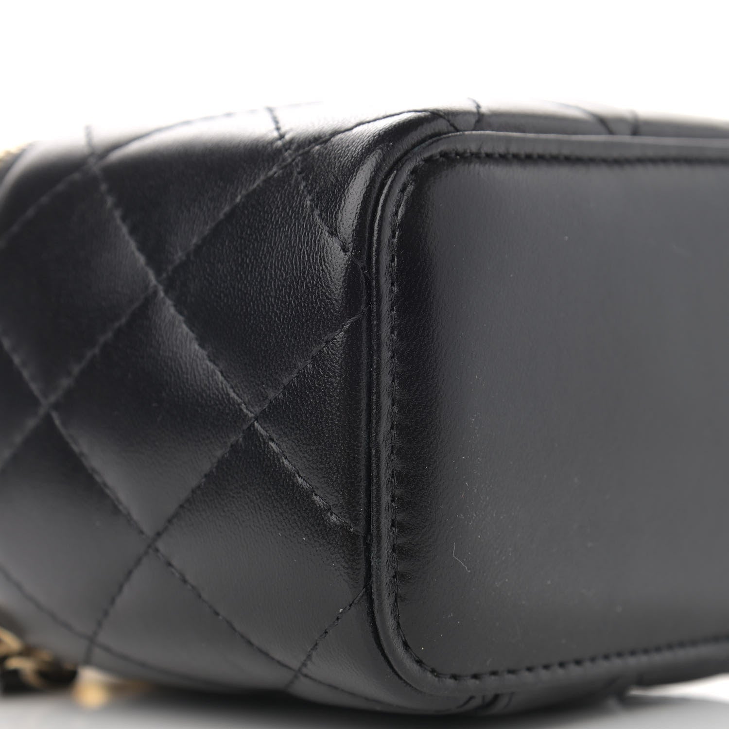Chanel Lambskin Quilted Mini Pearl Crush Vanity Case With Chain Black 9 of 11