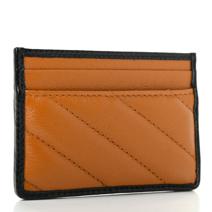 Gucci Vintage Effect Calfskin Matelasse Diagonal Torchon GG Marmont Card Holder Cognac Black 3 of 6