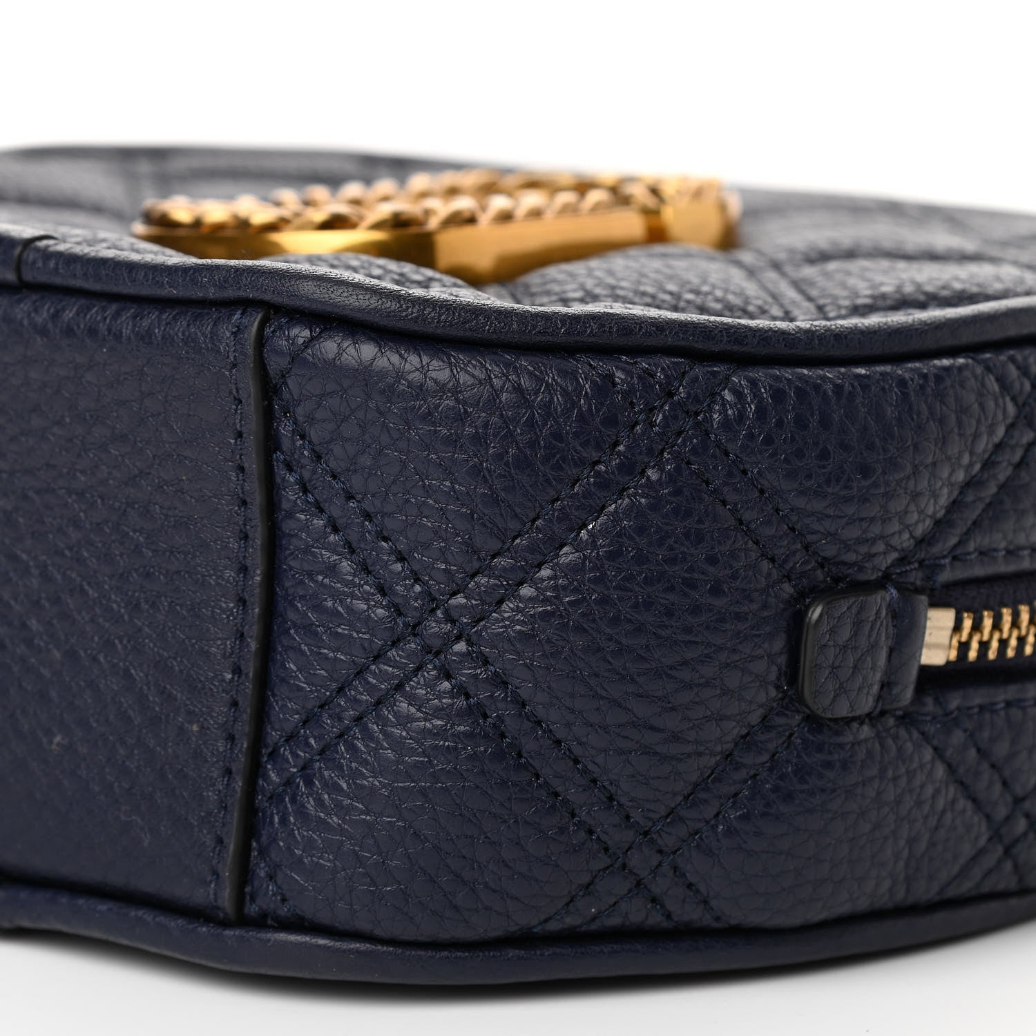 Marc Jacobs Grained Calfskin Quilted The Status Round Crossbody Navy 10 of 10