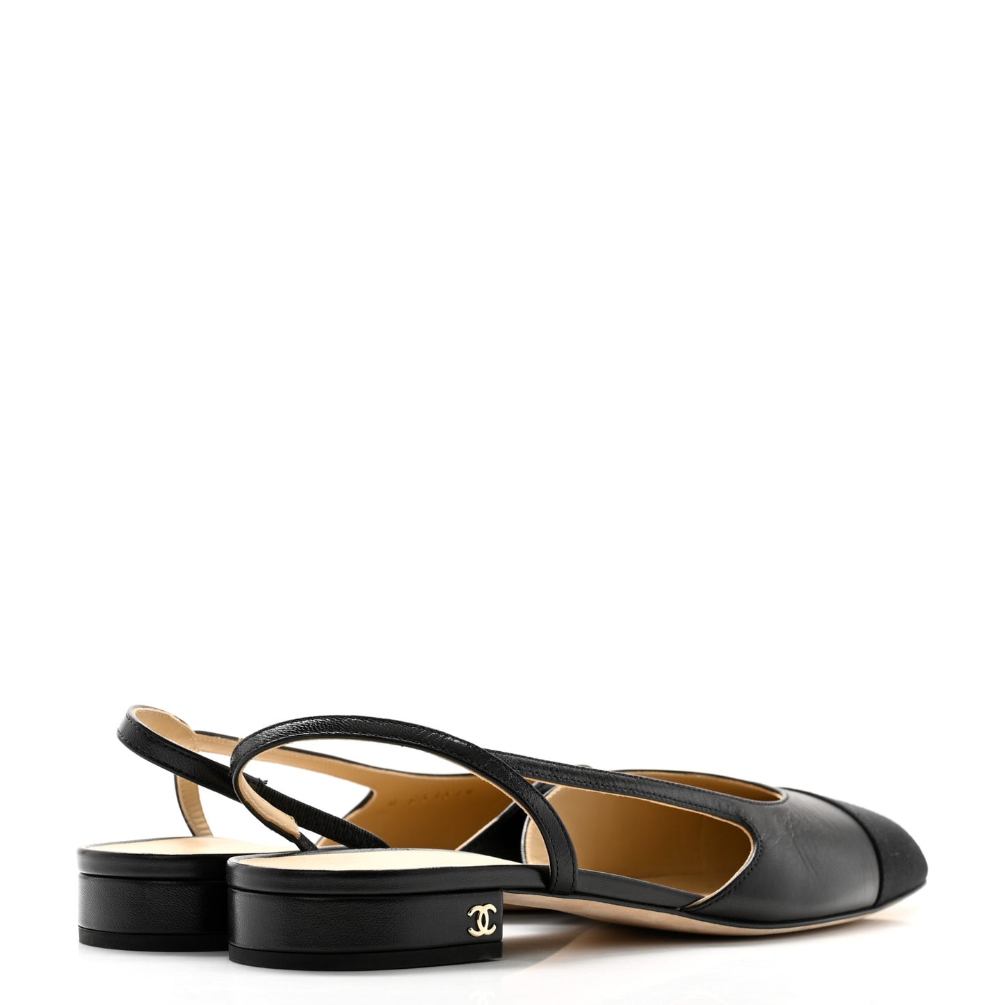 Goatskin Grosgrain Cap Toe CC Slingback Sandals 40.5 Black