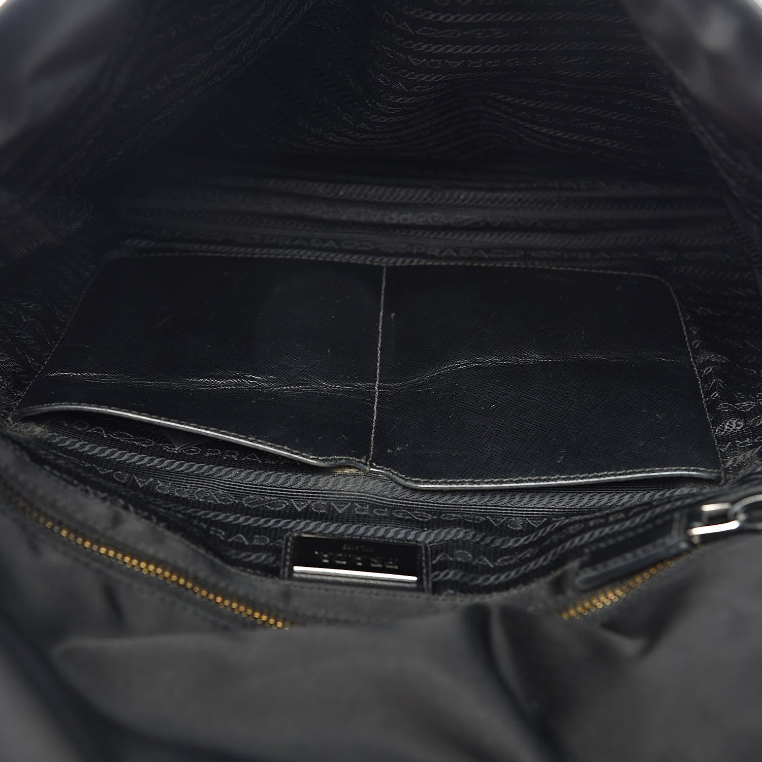 Prada Tessuto Nylon Saffiano Messenger Satchel Black 7 of 12