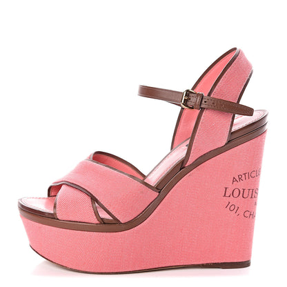 Louis Vuitton Denim Articles de Voyage Wedges 38.5 Rose 1 of 12
