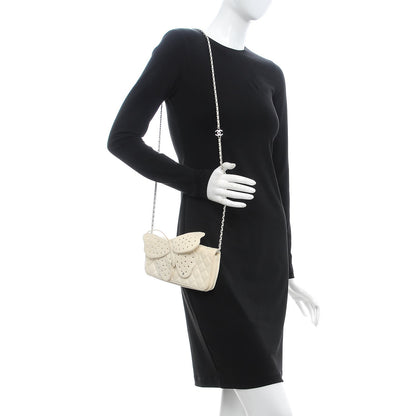 Chanel Lambskin Quilted Butterfly Chain Clutch White 2 of 15