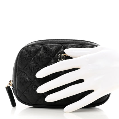 Chanel Caviar Quilted Curvy Pouch Cosmetic Case Black 2 of 8