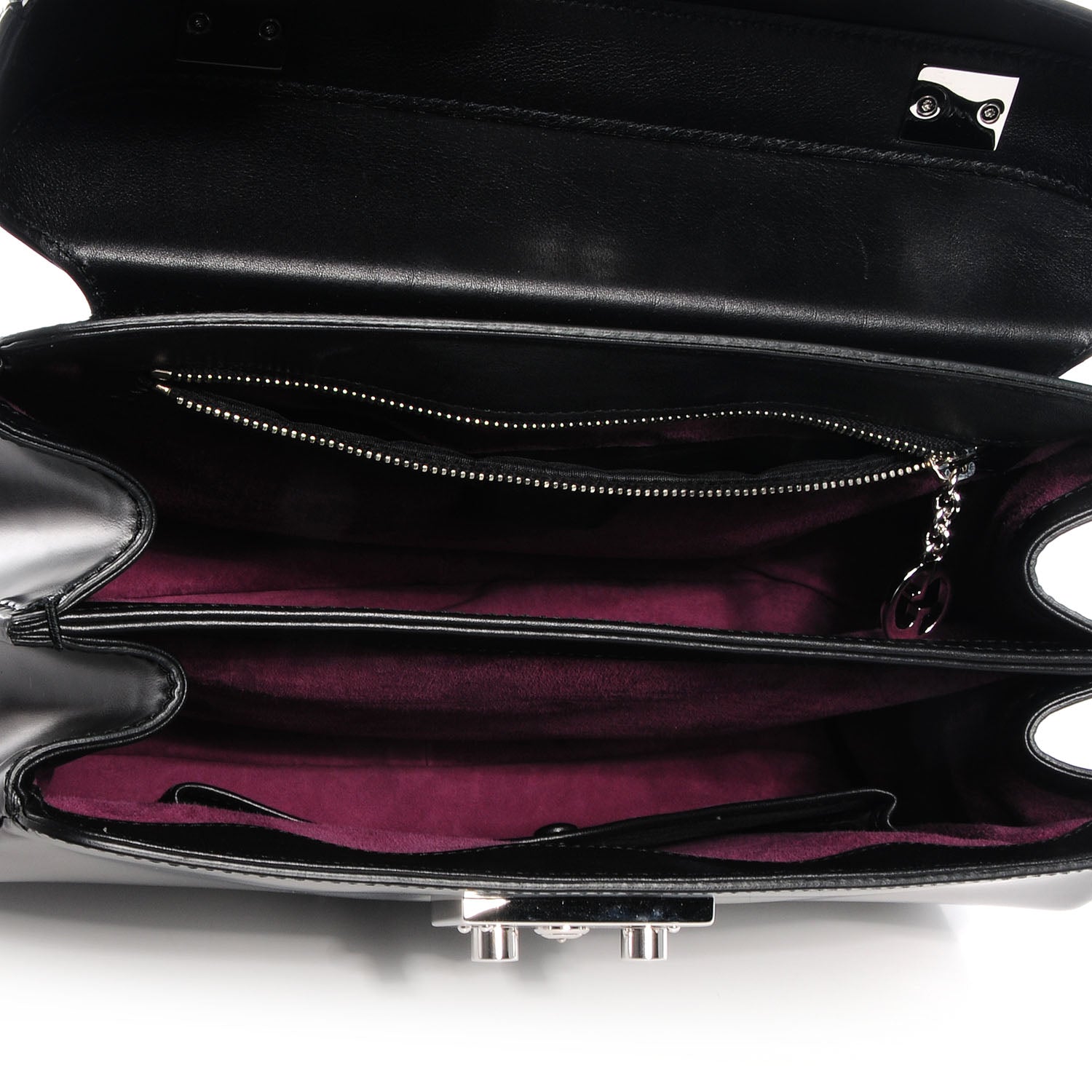 Gucci Regent Calfskin Bamboo Medium Lady Lock Top Handle Bag Black 5 of 7