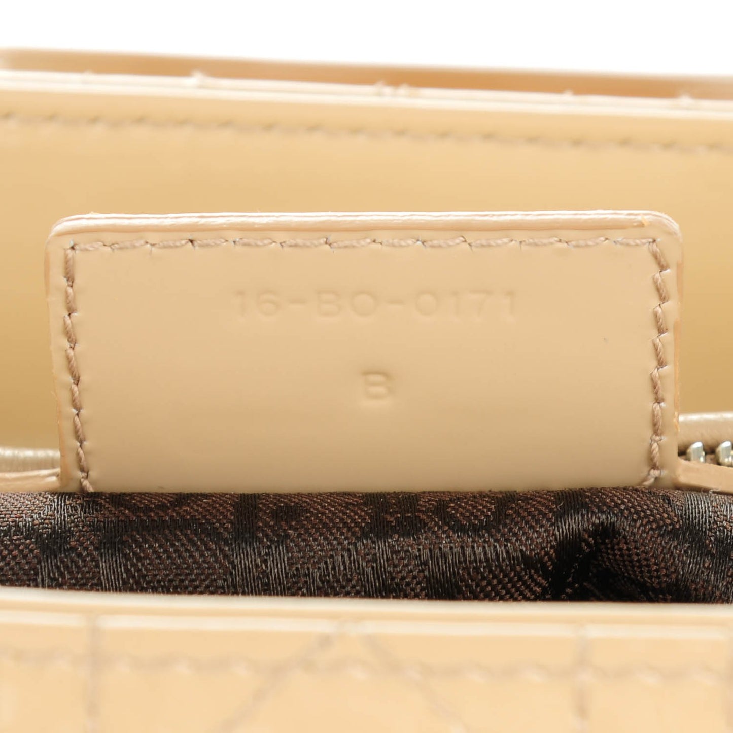 Patent Cannage Medium Lady Dior Beige