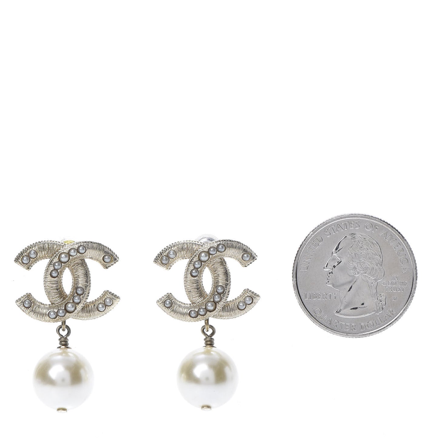 Pearl CC Drop Earrings Gold