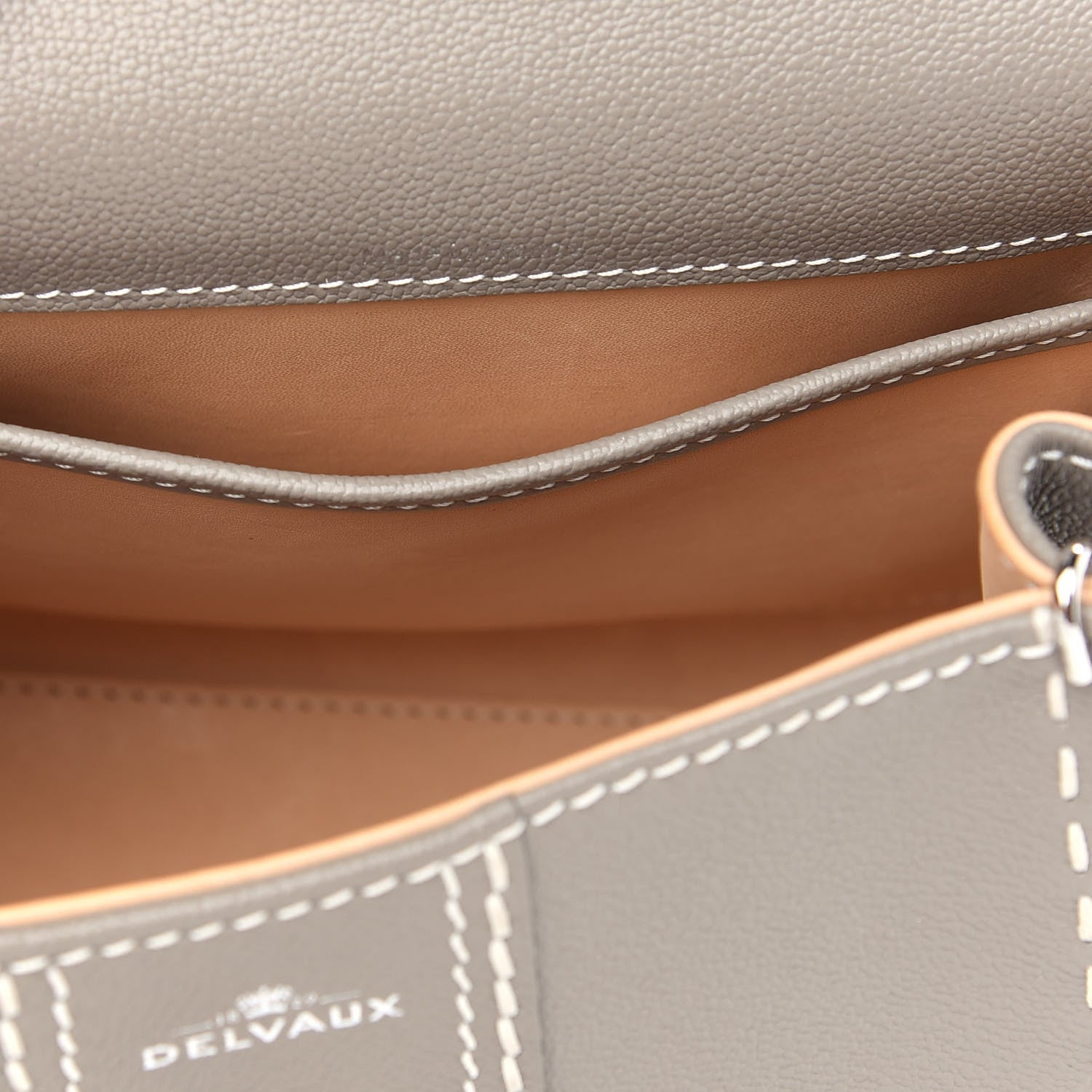 Delvaux Grained Rodeo Calfskin Surpique Mini Brillant Satchel Tourterelle Ivory 8 of 10