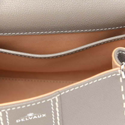 Delvaux Grained Rodeo Calfskin Surpique Mini Brillant Satchel Tourterelle Ivory 8 of 10