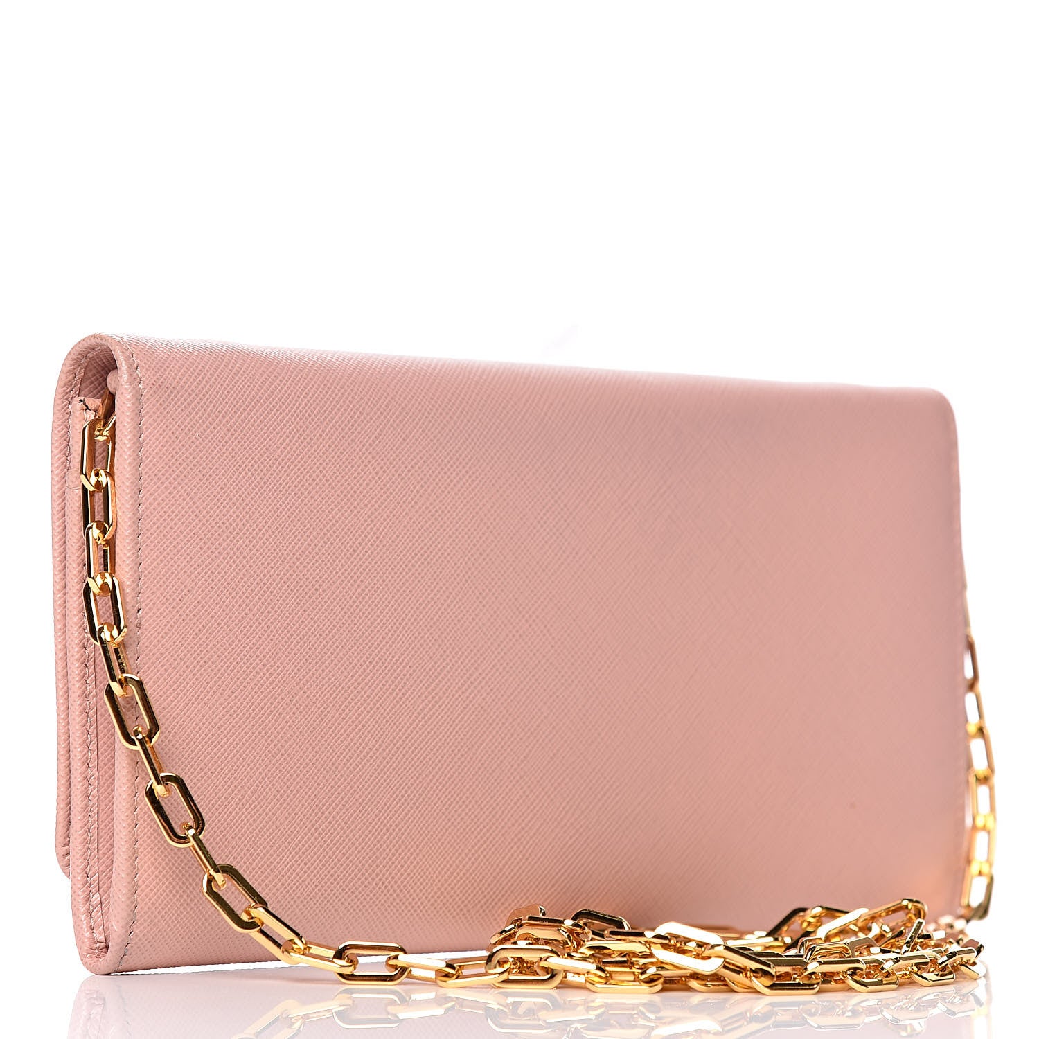 Prada Saffiano Metal Large Chain Wallet Orchidea 3 of 11