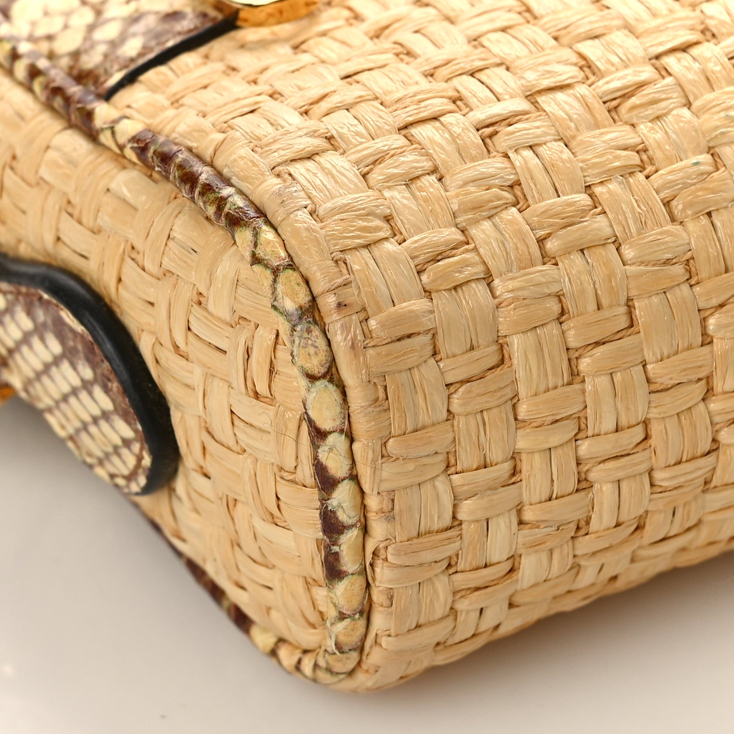 Gucci Raffia Elaphe Mini Ophidia Shoulder Bag Natural Cream Brown 8 of 9