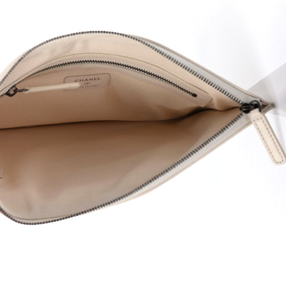 Chanel Calfskin Crystal Pearl Logo Cosmetic Case White 4 of 4