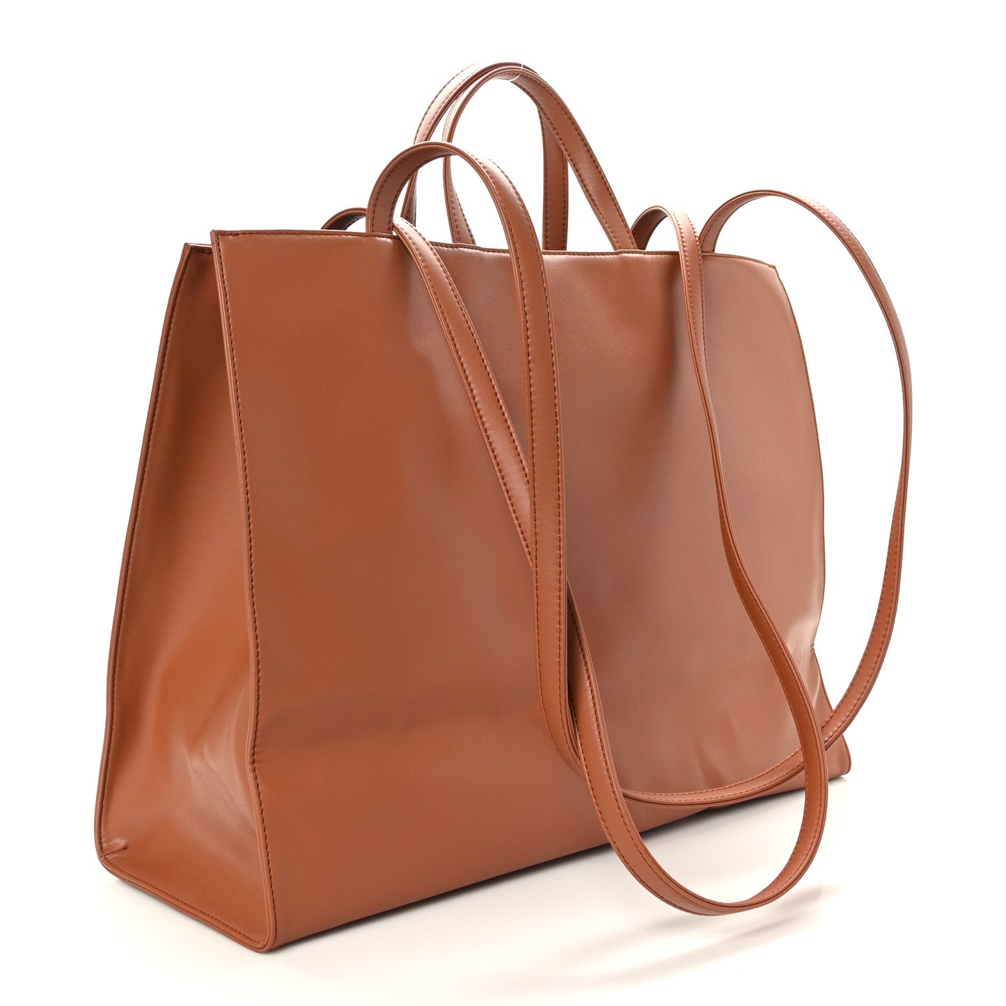 Vegan Leather Large Shopping Bag Tan