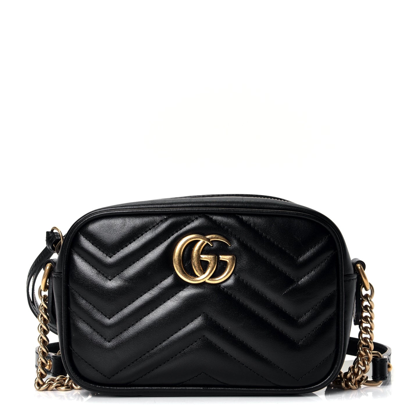 Calfskin Matelasse Mini GG Marmont Chain Shoulder Bag Black