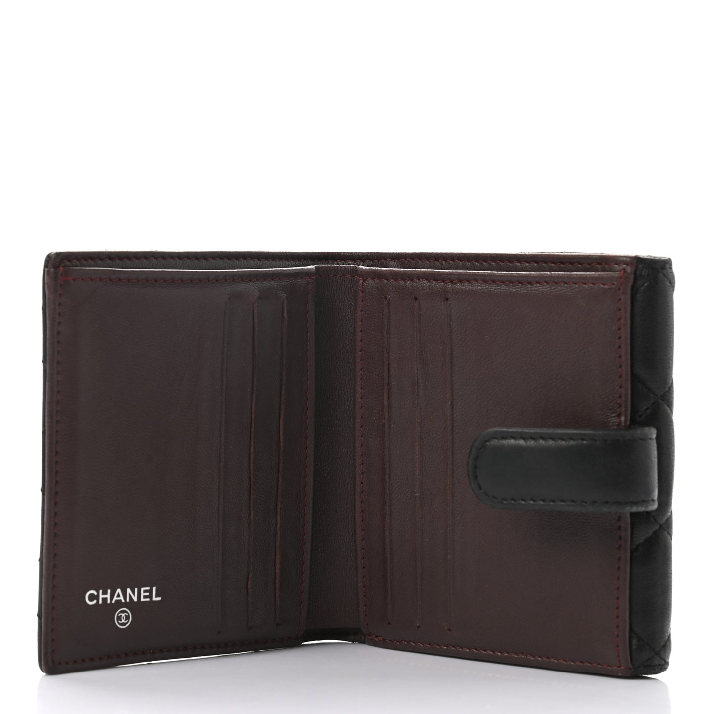 Lambskin Quilted Compact French Flap Wallet Black