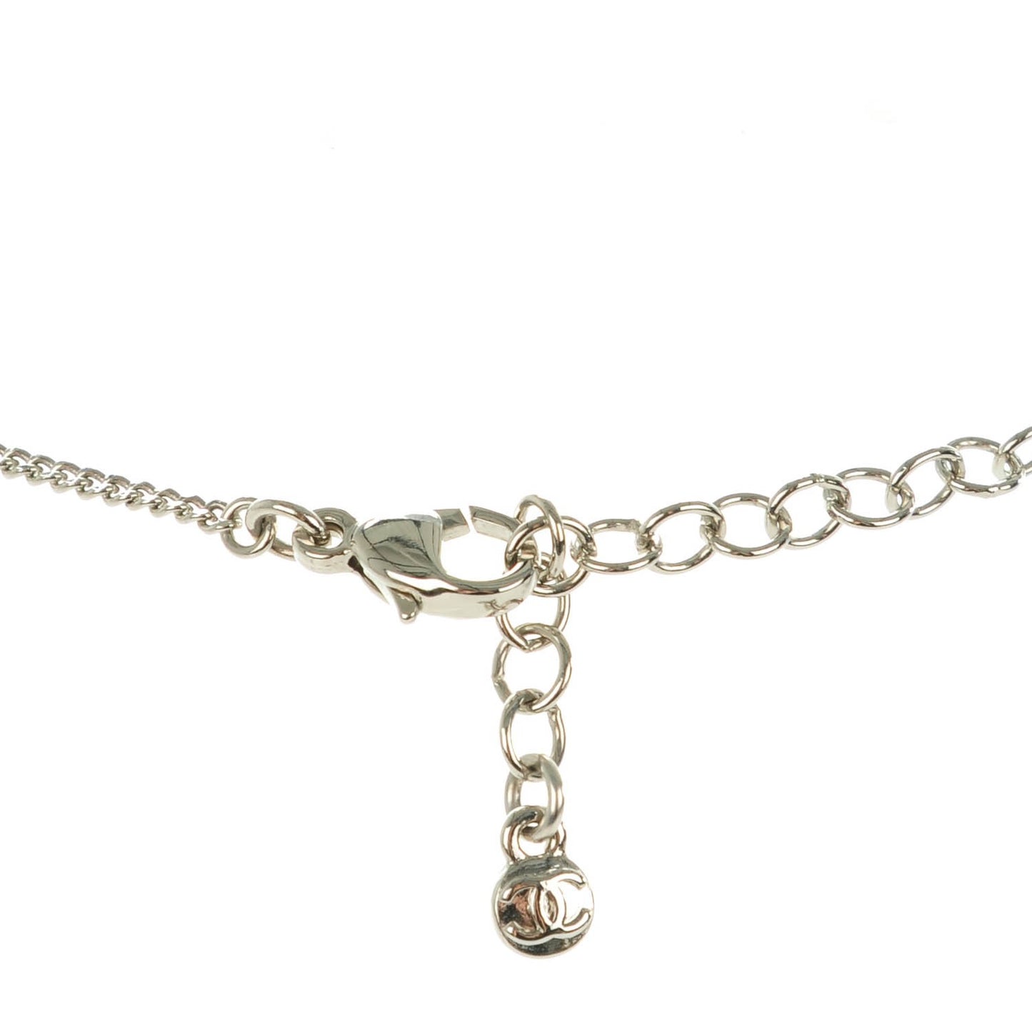 Crystal CC Pendant Necklace Silver