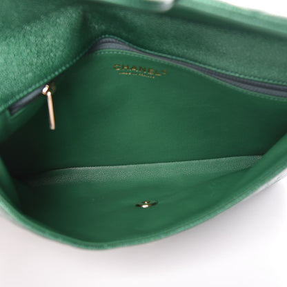 Chanel Metallic Caviar Quilted Flap Clutch Green 5 of 9