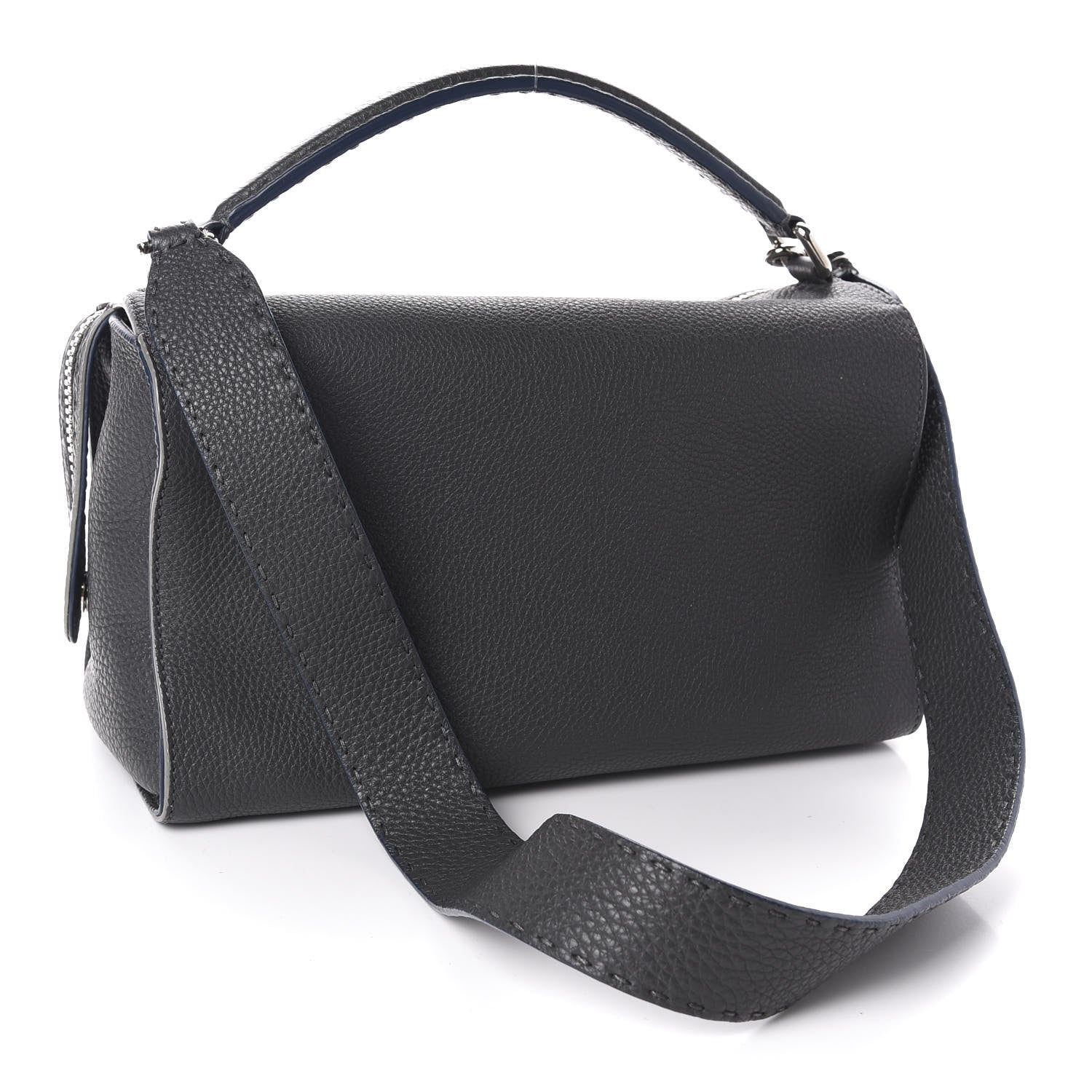 Fendi Cuoio Romano Selleria Lei Boston Tote Asfalto 4 of 13